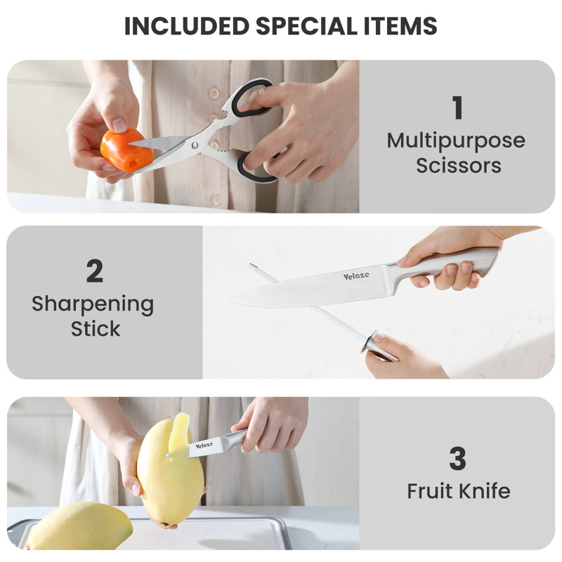 Velaze 8 Piece Stainless Steel Knife Block Set & Reviews Wayfair